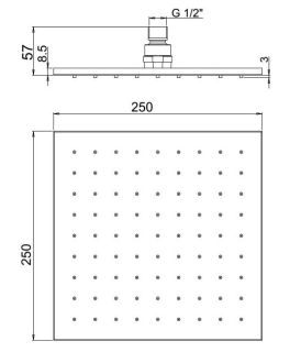 Верхний душ Paini 50PJ759QQ25 25см матовое золото